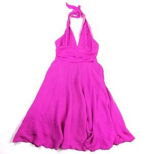 Vintage 100% Silk Fit and Flare Halter Dress 2/4